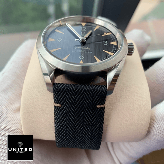 Omega Railmaster Black Dial Black Buckle Inspired on the hand