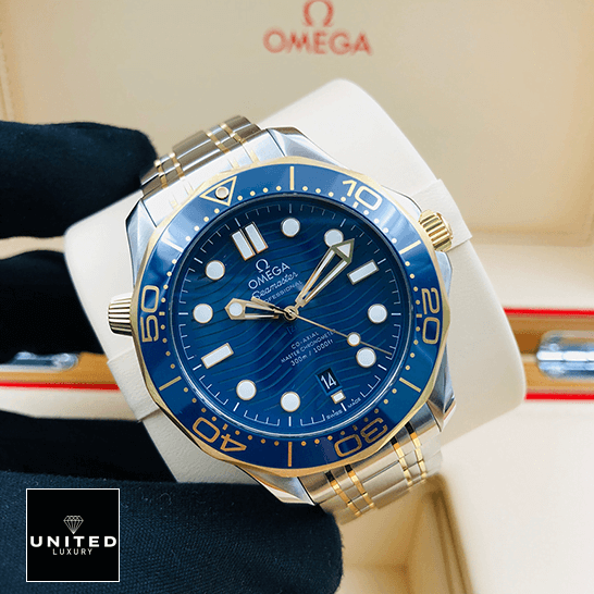 Omega Seamaster Blue Dial Gold Inspired in the omega box