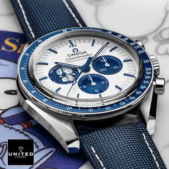 Omega Speedmaster Blue Rubber Bracelet Inspired crown / push button