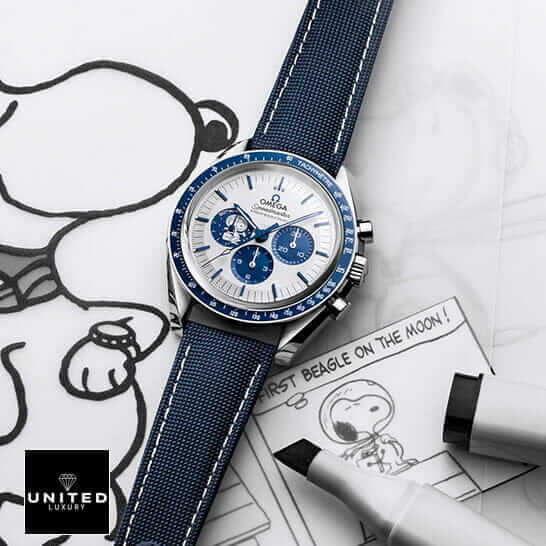 Omega Speedmaster Snoopy White Dial Inspired white background