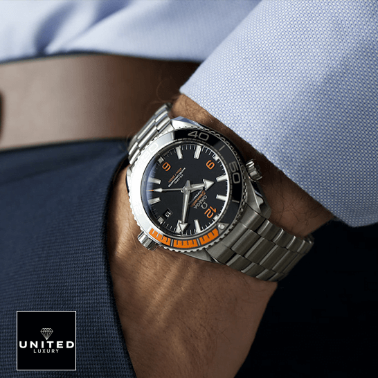 Omega Black Dial Orange Bracelet Oyster Inspired on the man in the suit