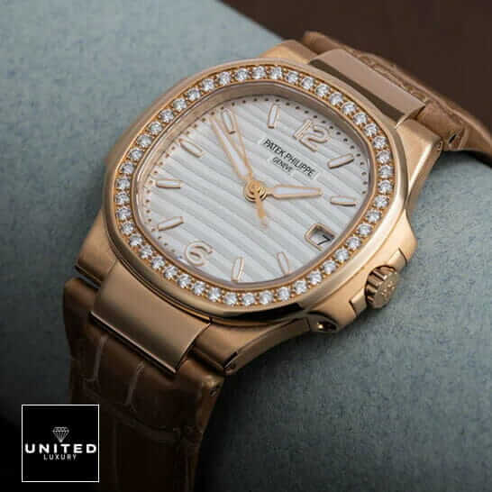 Patek Philippe Geneve White Dial Diamond Bezel Rose Gold Case Inspired