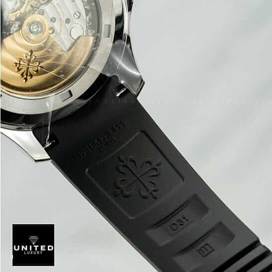 Patek Philippe Black Rubber Bracelet Steel Bezel Inspired white background