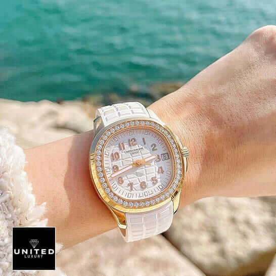 Patek Philippe Aquanaut Diamond Bezel White Rubber Bracelet Inspired