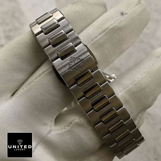 Patek Philippe Nautilus Stainless Steel Bracelet Inspired closed clasp on the hand