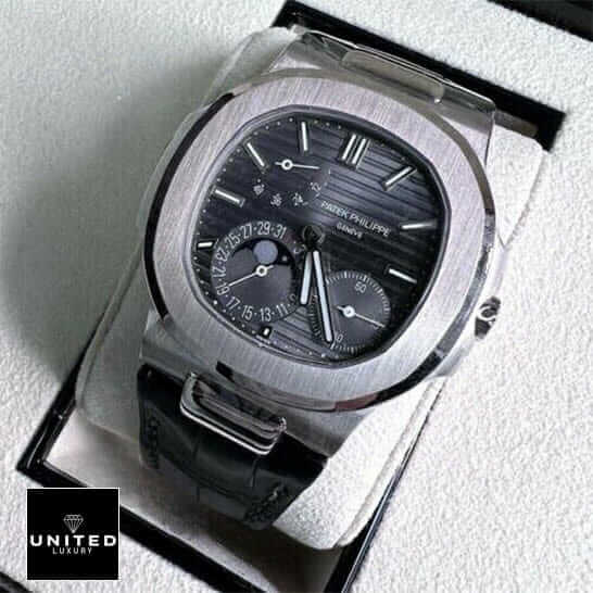 Patek Philippe Nautius Moon Phase Grey Dial Inspired in the box