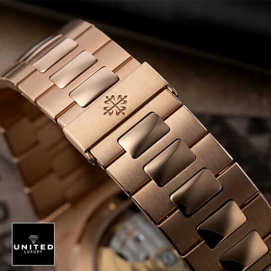 Patek Philippe Nautilus Rose Gold Bracelet Inspired closed clasp