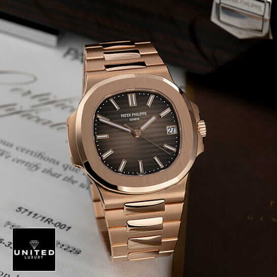 Patek Philippe Nautilus Black Dial Rose Gold Inspired on the warrant card