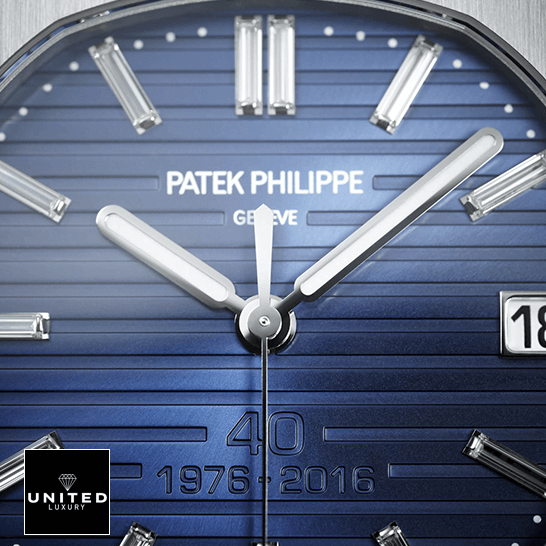 Patek Philippe Geneve Nautilus Blue Dial Inspired close analog view