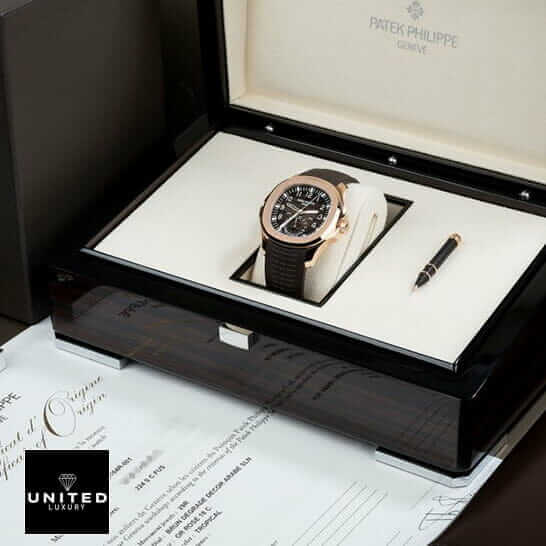 Patek Philippe Travel Time Black Dial Gold Bezel Inspired in the box