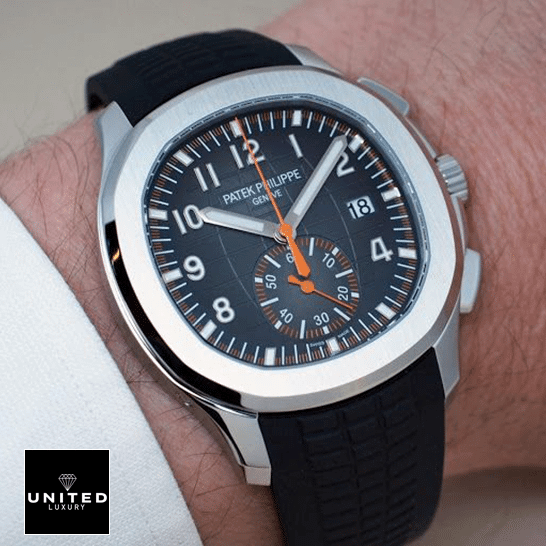 Patek Philippe Aquanaut Geneve Black Dial Inspired orange second hand