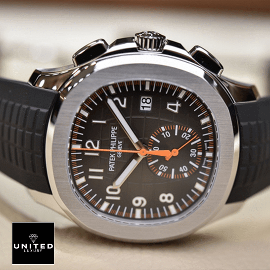 Patek Philippe Geneve Aquanaut Black Dial Steel Bezel Inspired side view