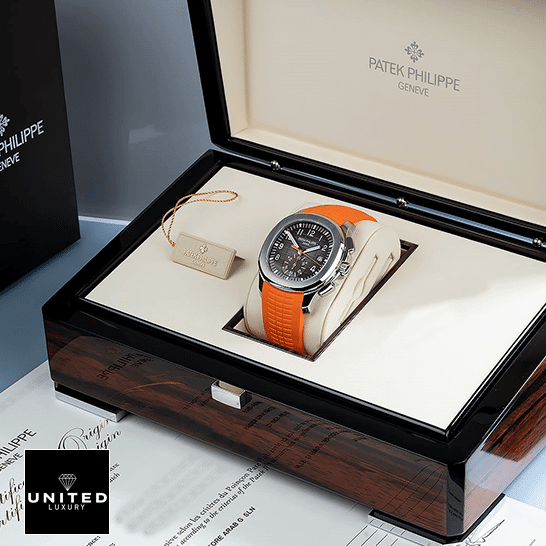 Patek Philippe Aquanaut Orange Black Dial 5968A-001 Inspired in the box