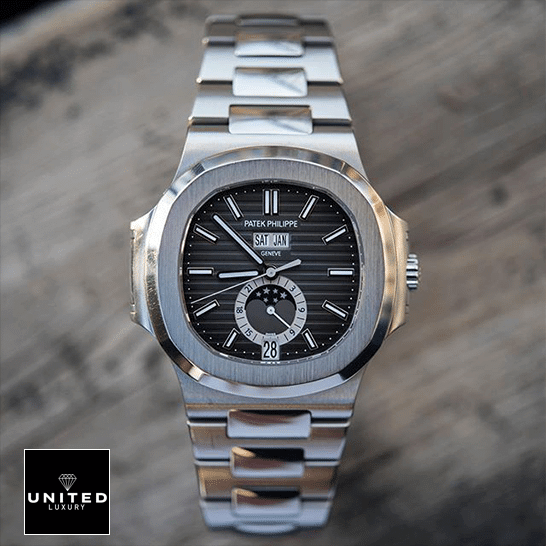 Patek Philippe Nautilus Grey Dial Steel Bezel Inspired front view