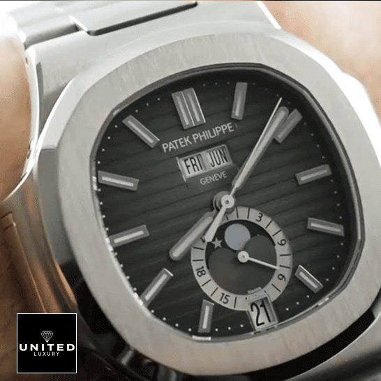 Patek Philippe Nautilus Geneve Grey Dial Steel Bracelet Inspired front view