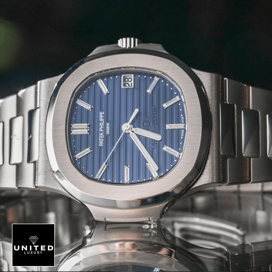 Patek Philippe Nautilus Steel Blue Dial 5711-1P Inspired black background