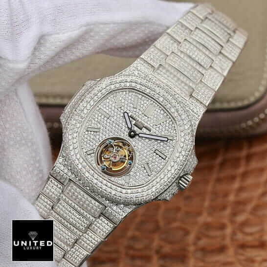 Patek Philippe Tourbillion 6980 White Diamıond Iced Out Inspired front view