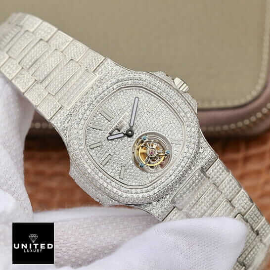 Patek Philippe 6980 Tourbillion White Iced Out Inspired on the hand