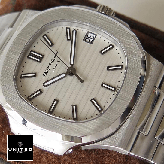 Patek Philippe Nautilus Geneve 57111A-011 White Dial Steel Case Inspired front view