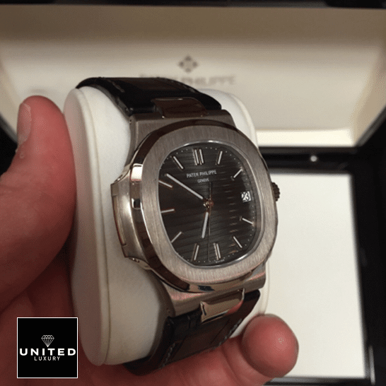 Patek Philippe Nautilus Leather Black Bracelet 5711G-001 Inspired in the box