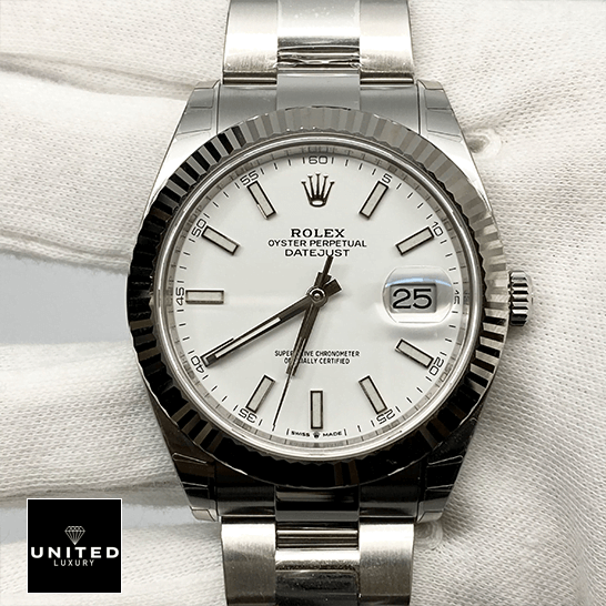 Rolex Perpetual Datejust White Dial Inspired white background