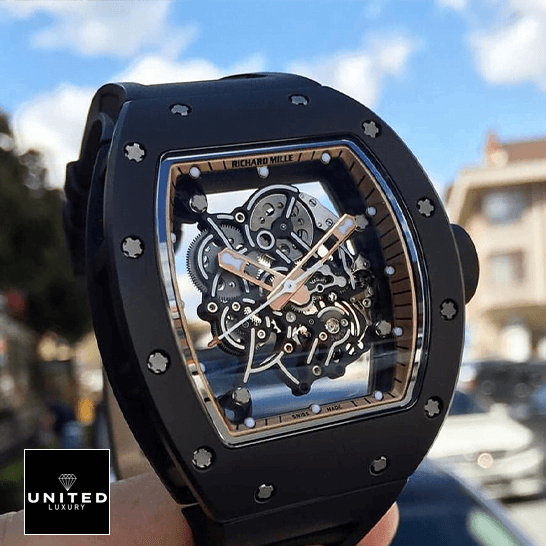 Richard Mille RM055 Skeleton Black Dial Inspired white background