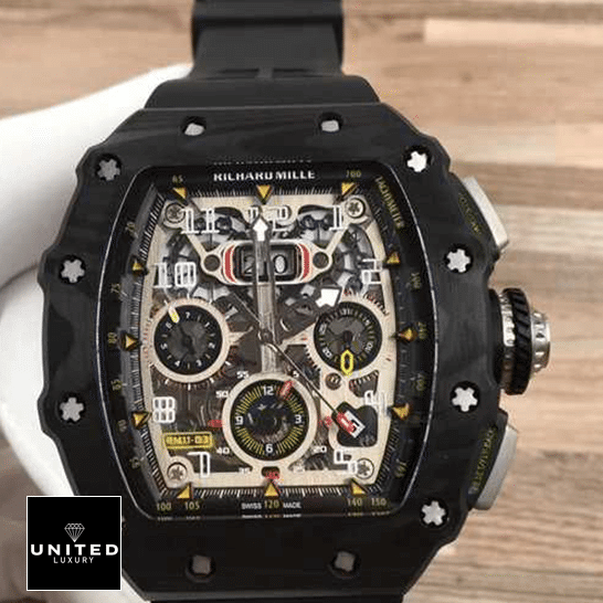 Richard Mille RM11-03 White Dial Black Bezel Bracelet Inspired on the hand