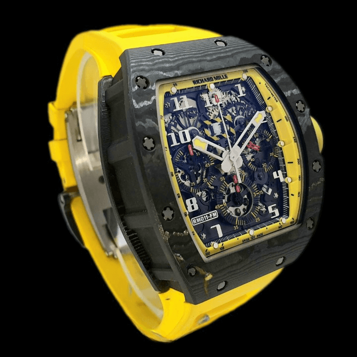 Richard Mille RM011 1631962966 Black Bezel Yellow Rubber Bracelet Inspired