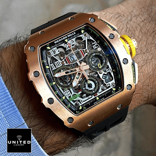 Richard Mille RM01103 Rose Gold Black Dial Inspired on the wrist