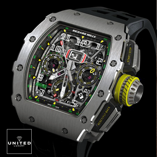 Richard Mille Rm01103 Titane Flyback Steel Black Dial Inspired black background