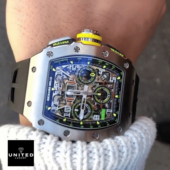 Richard Mille RM 01103 Grey Bezel Black Bracelet Inspired on the wrist