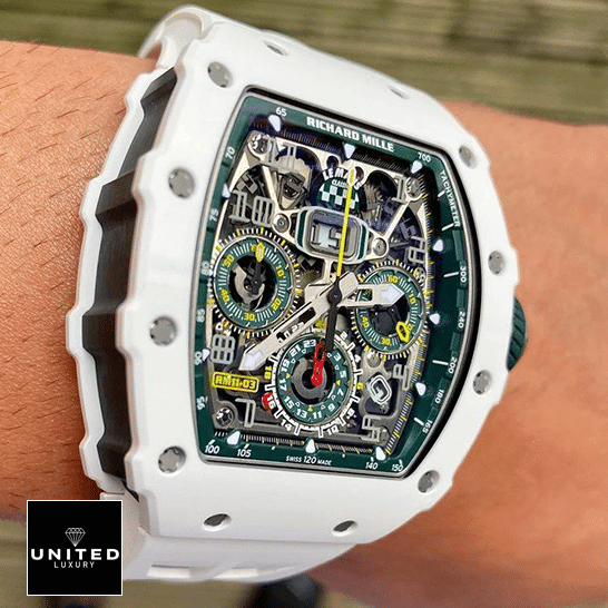 Richard Mille Green Dial White Bezel Inspired on the wrist