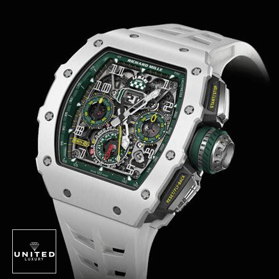 Richard Mille RM1103 White Rubber Bracelet Inspired black background