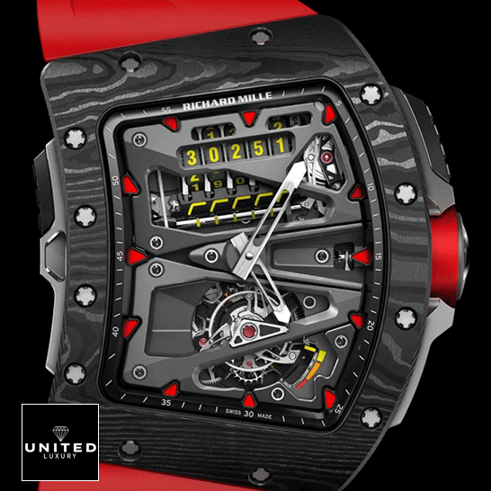 Richard Mille RM70-01 Black Bezel Red Bracelet Inspired black background