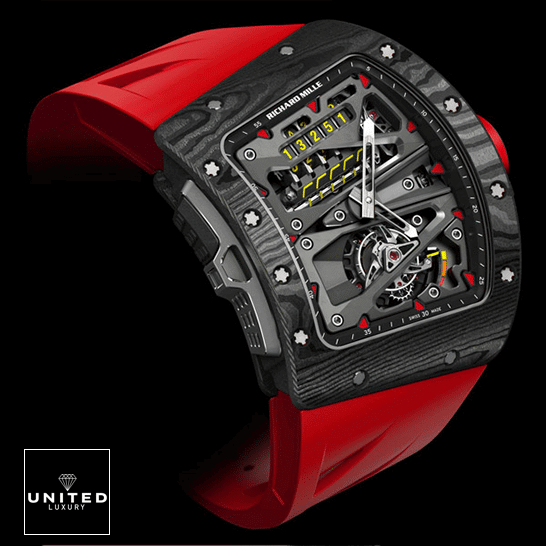 Richard Mille 70-01 Red Rubber Bracelet Rpelica black background