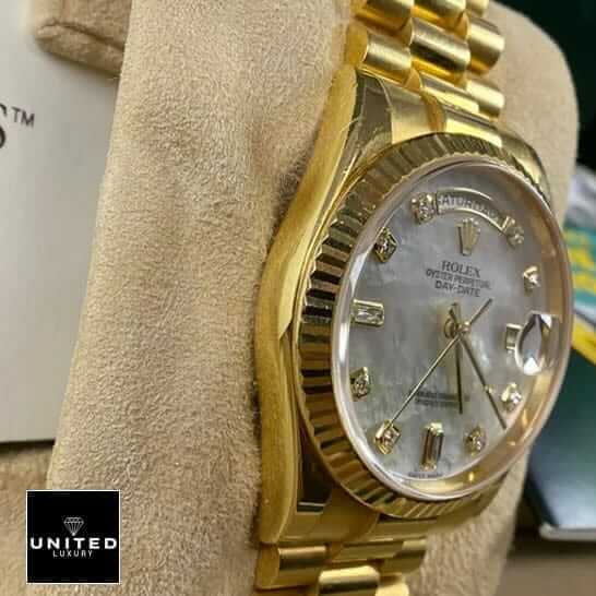 Rolex Day Date 128238 Inspired Yellow Gold Case Leftside