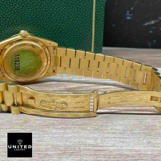 Rolex Day Date Mop 128238 Inspired Yellow Gold Oyster Bracelet open Fold Clasp