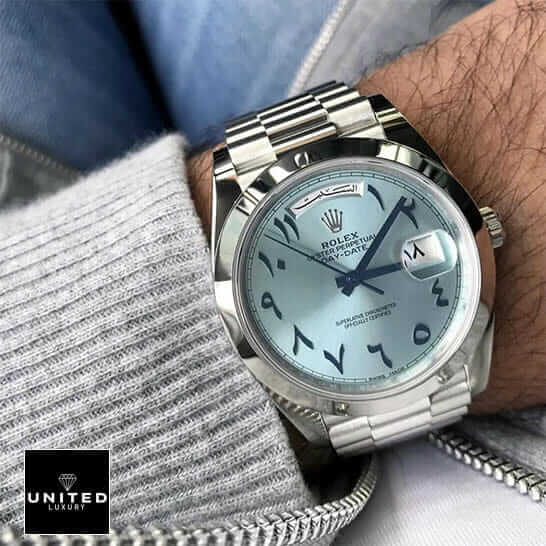 Rolex DayDate 40 228206 Inspired under gray sweater