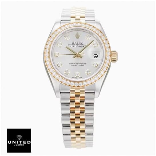 Rolex Datejust Diamond White Dial Inspired White background