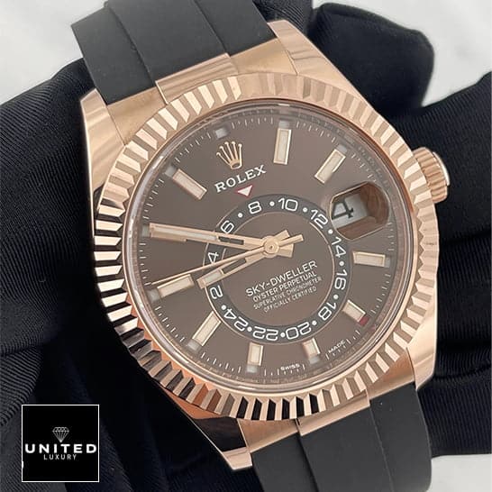 Rolex Sky-Dweller Chocolate Dial 326235 Fluted Bezel Inspired