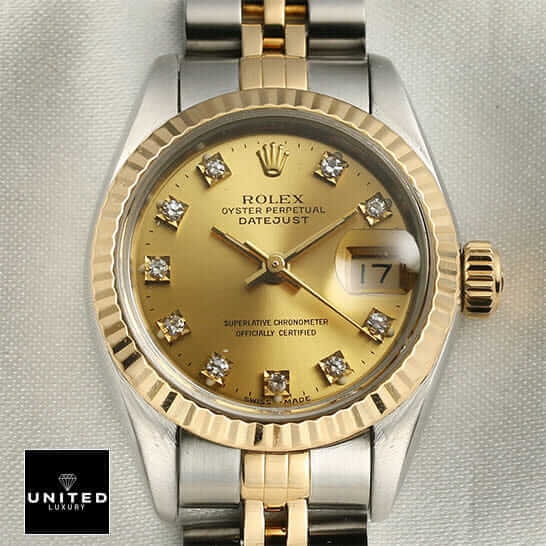 Rolex Datejust Diamond Gold Dial Inspired close view