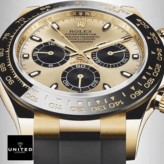 Rolex Daytona 116518LN Black Bezel Yellow Gold Case Inspired