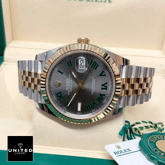 Rolex Datejust 36 Wimbledon Yellow Gold Fluted Bezel Jubilee Inspired in the Rolex Box