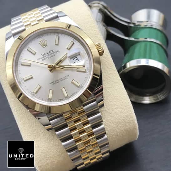 Rolex Datejust 41 126303-0002 Inspired watch on cushion on the table