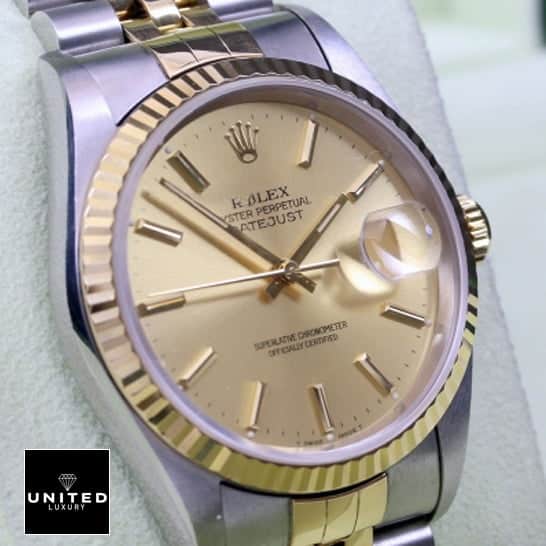 Rolex Datejust 16233 Fluted Bezel Yellow Gold Dial Inspired