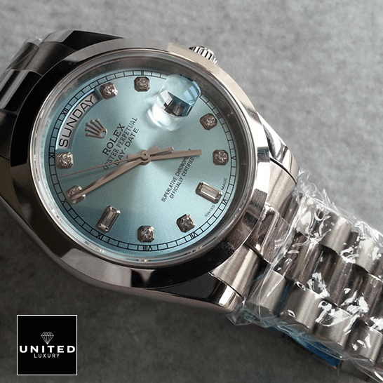 Rolex Day-Date II 218206-0009 Ice Blue Dial Inspired Stainlees Steel Bezel