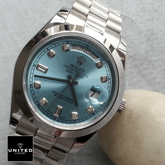 Rolex Day-Date II 218206-0009 V6 Stainless Steel Ice Blue Dial Inspired