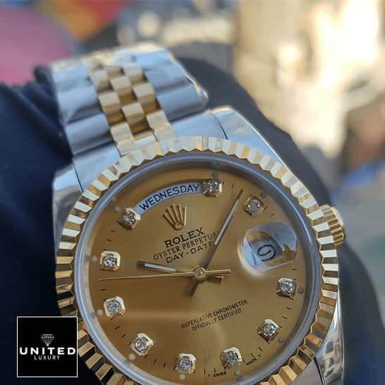 Rolex Day-Date 38mm MOP Gold with Diamonds Dial Inspired