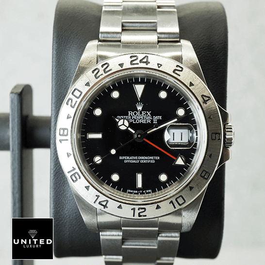 Rolex Explorer II 16570-0004 Inspired black dial his stick and dot indices, and the hour markers