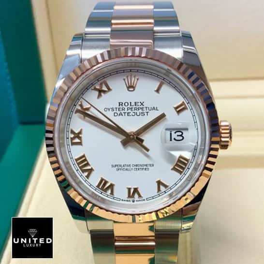 Rolex Datejust 36 White Gold Roman Numerial Dial Inspired in the box